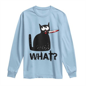 Funny Black Cat Long Sleeve Shirt What Kitten Murderous TS11 Light Blue Print Your Wear