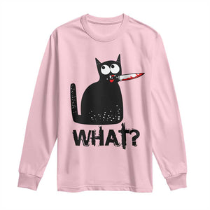 Funny Black Cat Long Sleeve Shirt What Kitten Murderous TS11 Light Pink Print Your Wear