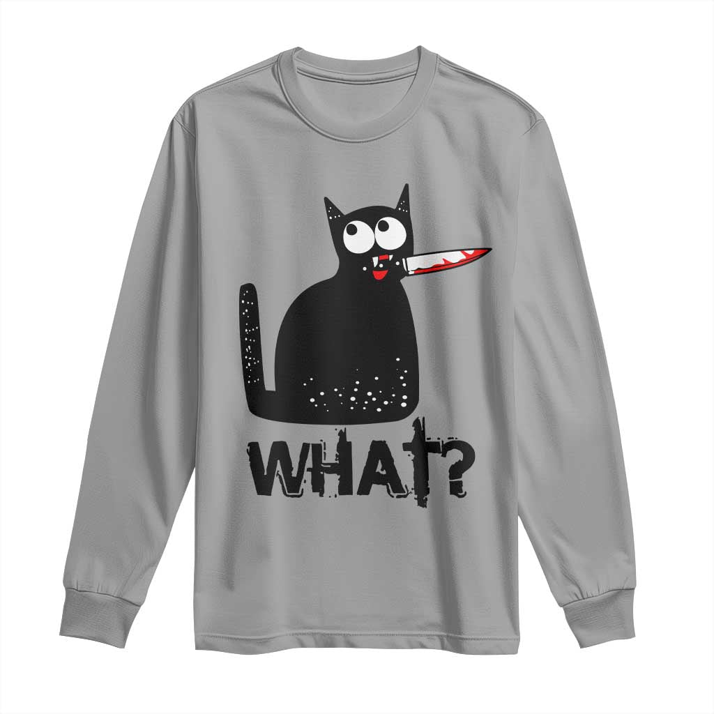 Funny Black Cat Long Sleeve Shirt What Kitten Murderous TS11 Sport Gray Print Your Wear