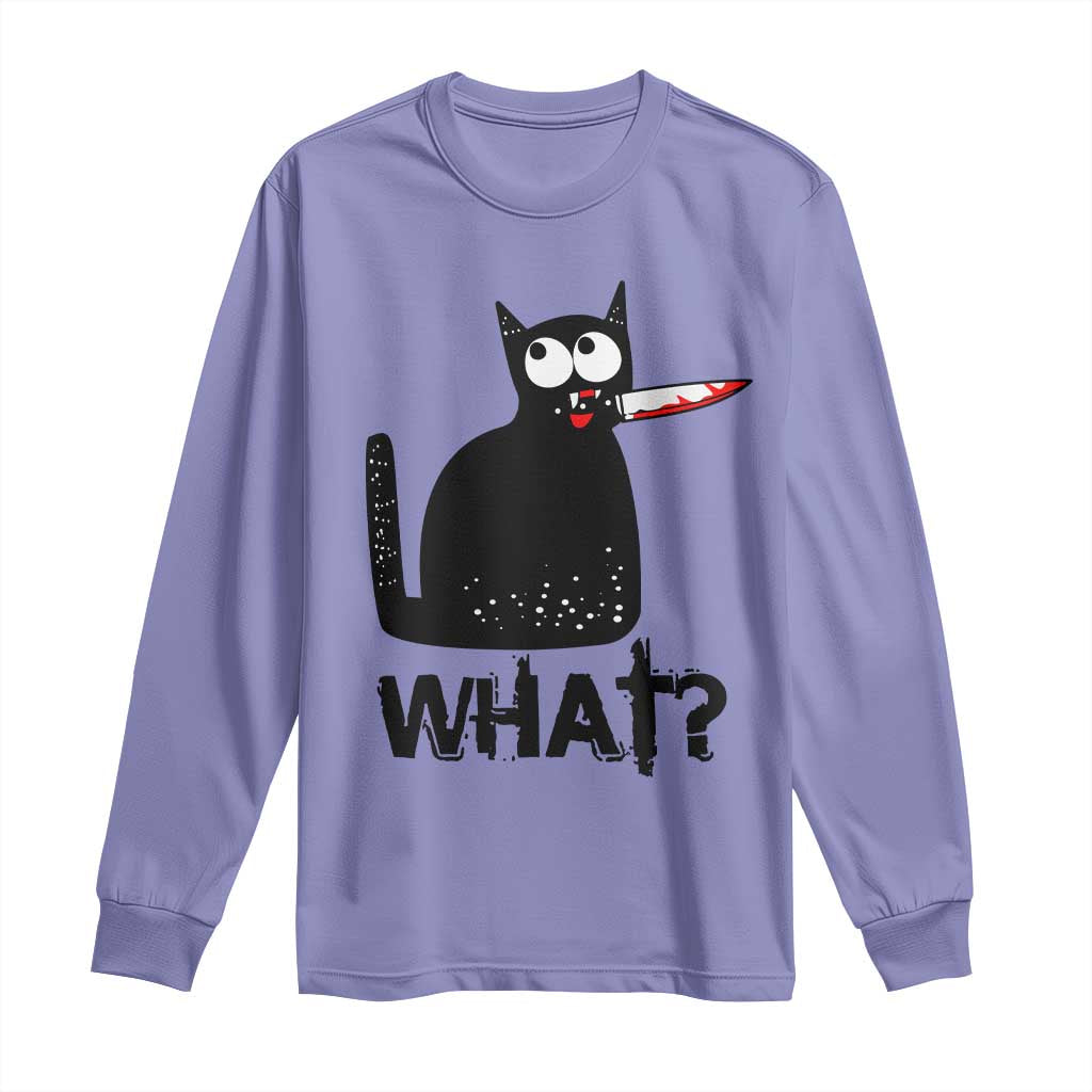 Funny Black Cat Long Sleeve Shirt What Kitten Murderous TS11 Violet Print Your Wear