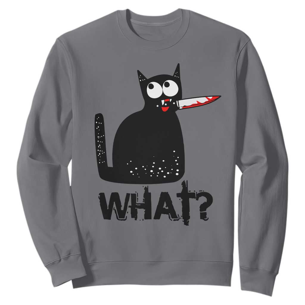Funny Black Cat Sweatshirt What Kitten Murderous TS11 Charcoal Print Your Wear