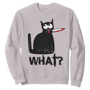 Funny Black Cat Sweatshirt What Kitten Murderous TS11 Ice Gray Print Your Wear