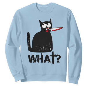 Funny Black Cat Sweatshirt What Kitten Murderous TS11 Light Blue Print Your Wear