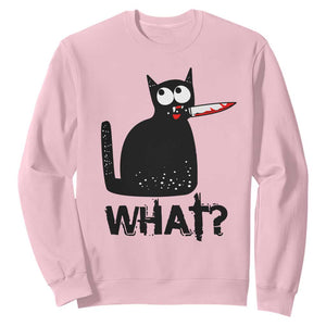 Funny Black Cat Sweatshirt What Kitten Murderous TS11 Light Pink Print Your Wear