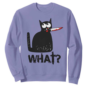 Funny Black Cat Sweatshirt What Kitten Murderous TS11 Violet Print Your Wear