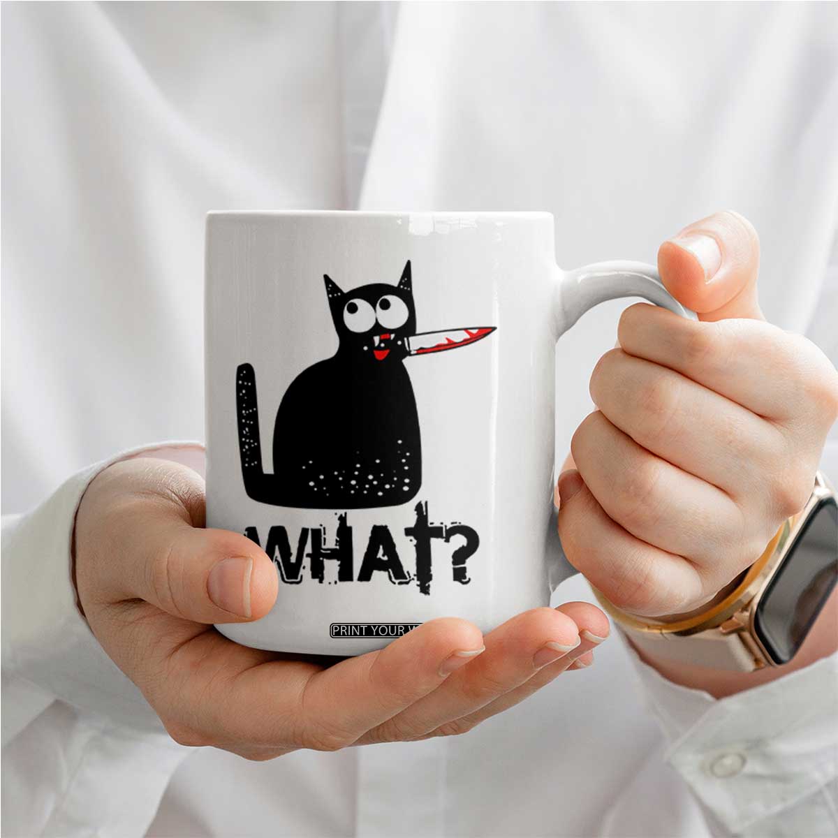Funny Black Cat Coffee Mug What Kitten Murderous TS11 Print Your Wear