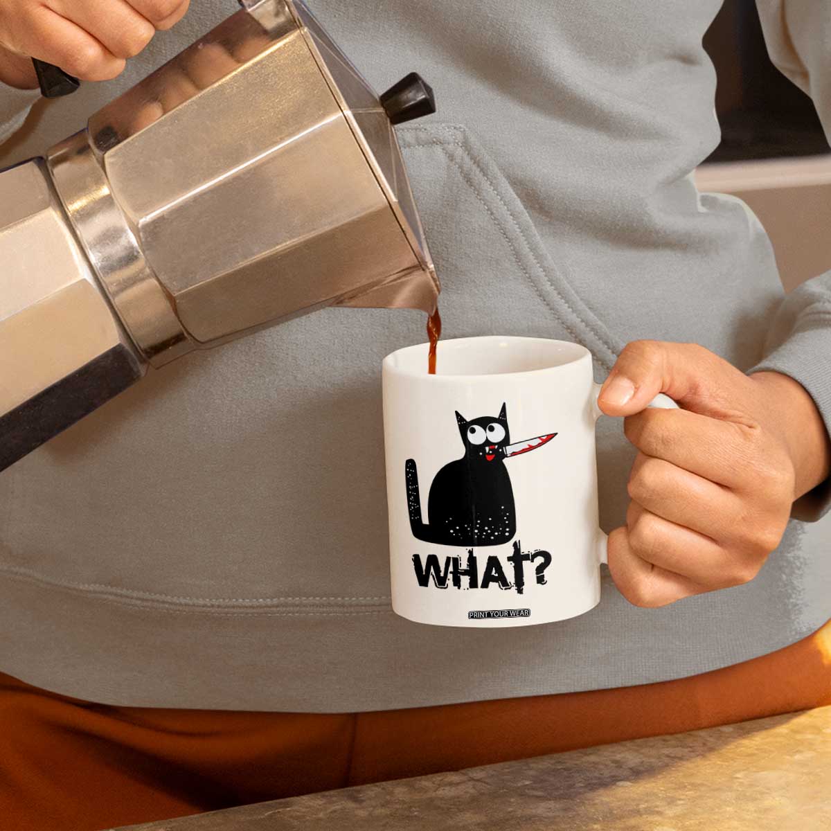 Funny Black Cat Coffee Mug What Kitten Murderous TS11 Print Your Wear