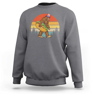 Funny Bigfoot Sweatshirt Carrying Hot Dog 4th Of July TS11 Charcoal Print Your Wear