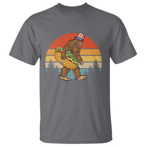 Funny Bigfoot T Shirt Carrying Hot Dog 4th Of July TS11 Charcoal Print Your Wear