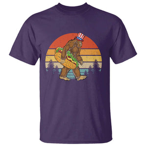 Funny Bigfoot T Shirt Carrying Hot Dog 4th Of July TS11 Purple Print Your Wear