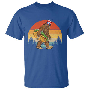 Funny Bigfoot T Shirt Carrying Hot Dog 4th Of July TS11 Royal Blue Print Your Wear