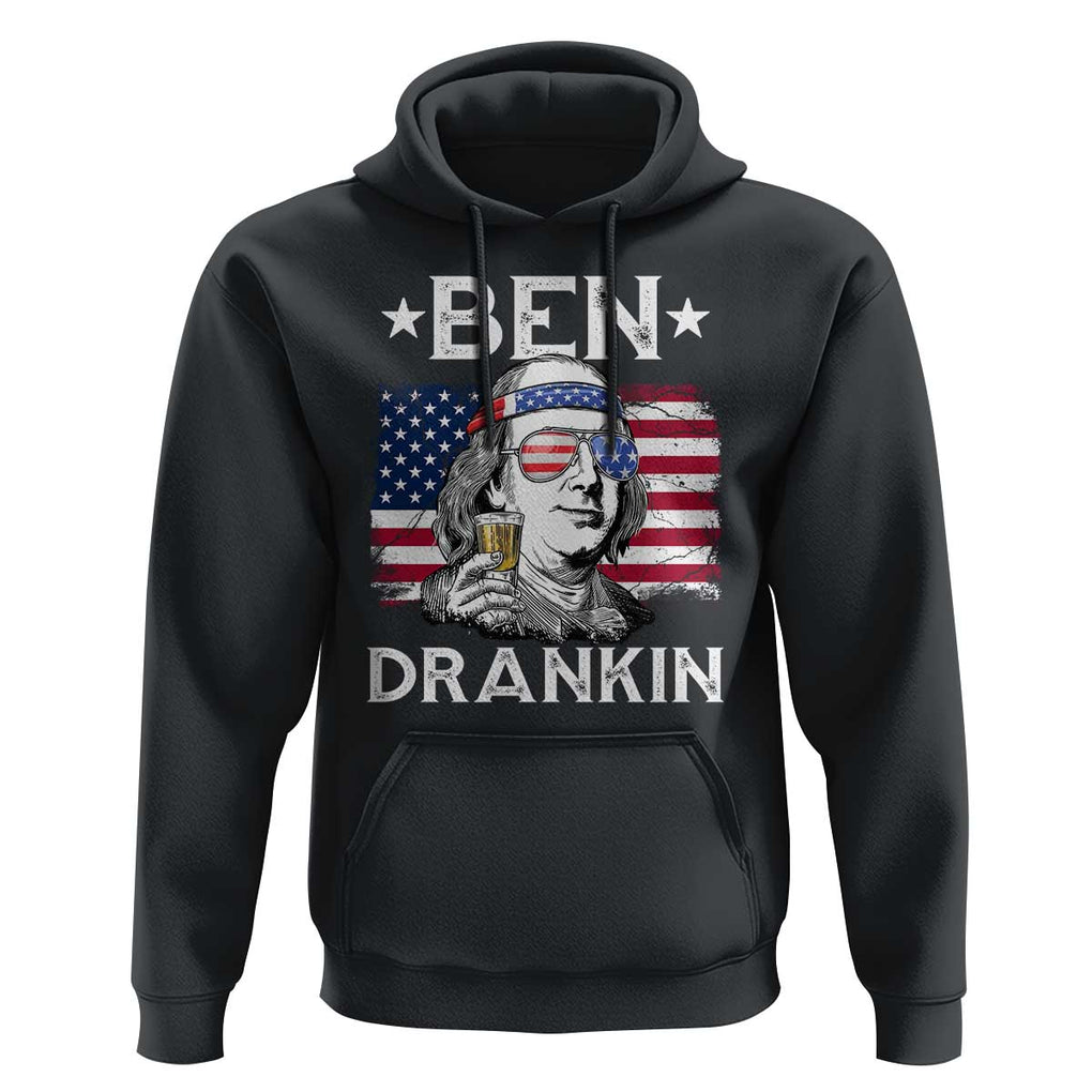 Funny 4th Of July Drinking Hoodie Ben Drankin Beer Mug American Flag TS11 Black Print Your Wear