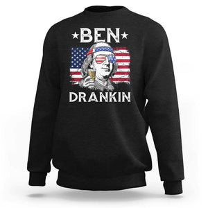 Funny 4th Of July Drinking Sweatshirt Ben Drankin Beer Mug American Flag TS11 Black Print Your Wear