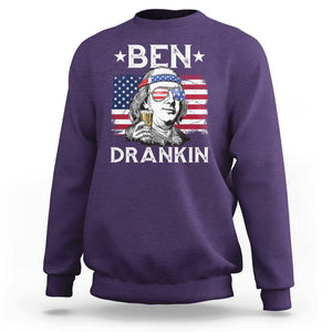 Funny 4th Of July Drinking Sweatshirt Ben Drankin Beer Mug American Flag TS11 Purple Print Your Wear