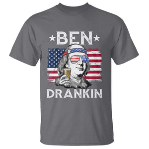 Funny 4th Of July Drinking T Shirt Ben Drankin Beer Mug American Flag TS11 Charcoal Print Your Wear