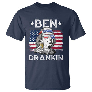 Funny 4th Of July Drinking T Shirt Ben Drankin Beer Mug American Flag TS11 Navy Print Your Wear