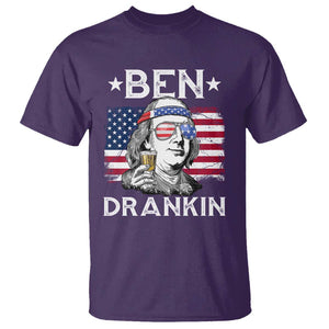 Funny 4th Of July Drinking T Shirt Ben Drankin Beer Mug American Flag TS11 Purple Print Your Wear