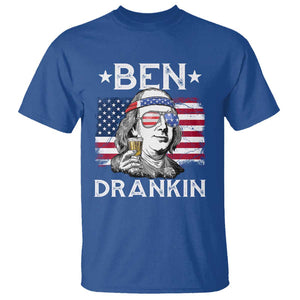 Funny 4th Of July Drinking T Shirt Ben Drankin Beer Mug American Flag TS11 Royal Blue Print Your Wear