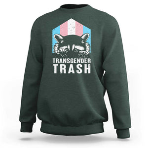 Transgender Trash Raccoon Sweatshirt LGBT Vintage Rainbow Flag Pride Month TS11 Dark Forest Green Print Your Wear