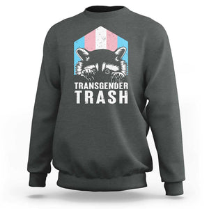 Transgender Trash Raccoon Sweatshirt LGBT Vintage Rainbow Flag Pride Month TS11 Dark Heather Print Your Wear