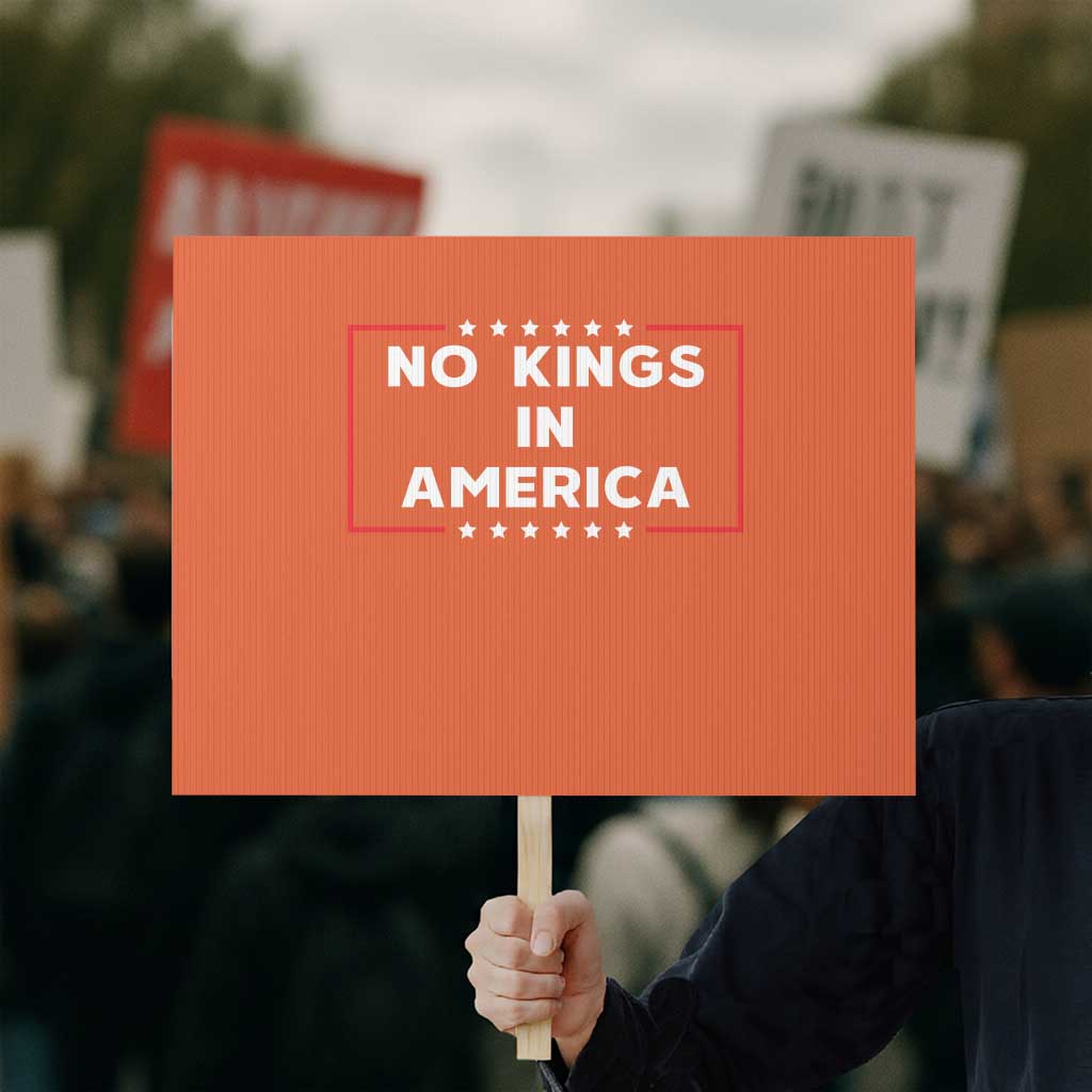 No Kings In America Protest Sign Stars Stripes TS11 Horizontal 18