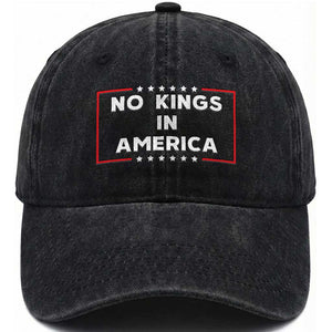 No Kings In America Washed Cotton Baseball Cap Stars Stripes TS11 Print Your Wear