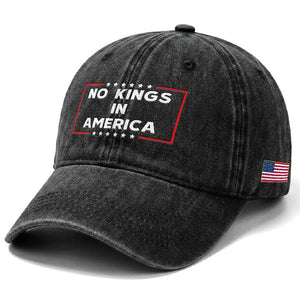 No Kings In America Washed Cotton Baseball Cap Stars Stripes TS11 Print Your Wear