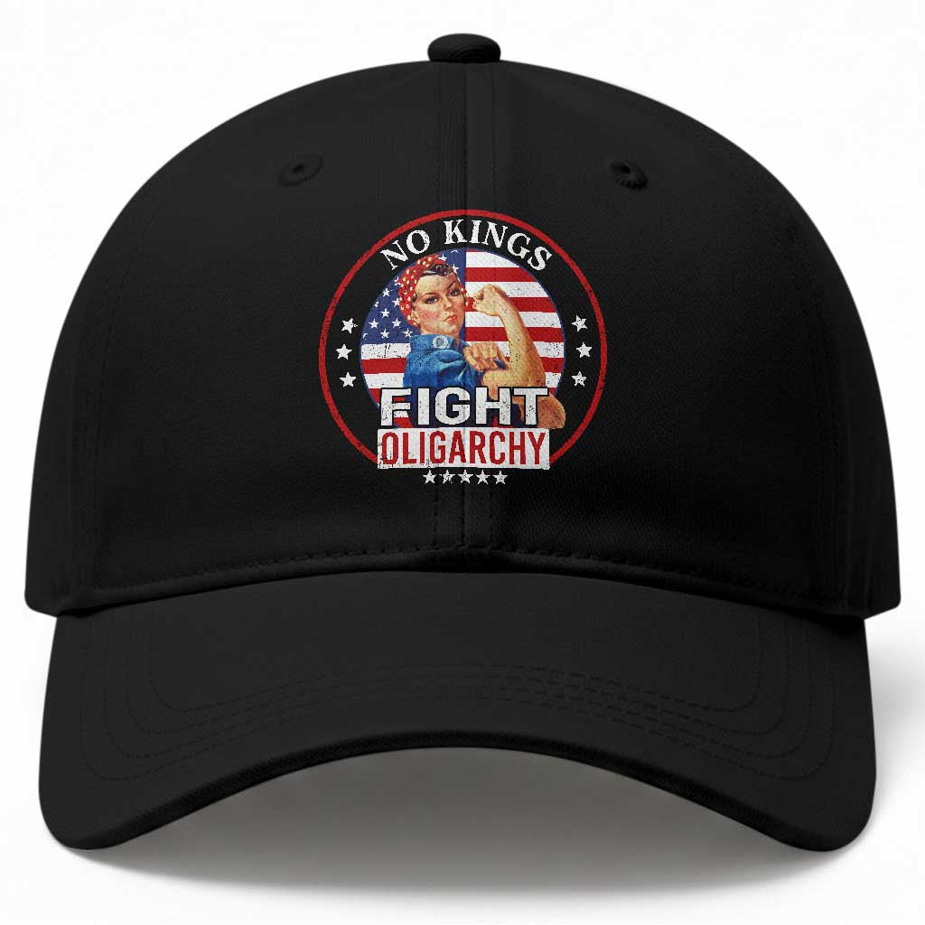 No Kings Fight Oligarchy Baseball Cap Woman's Girl Vintage America Flag TS11 Print Your Wear