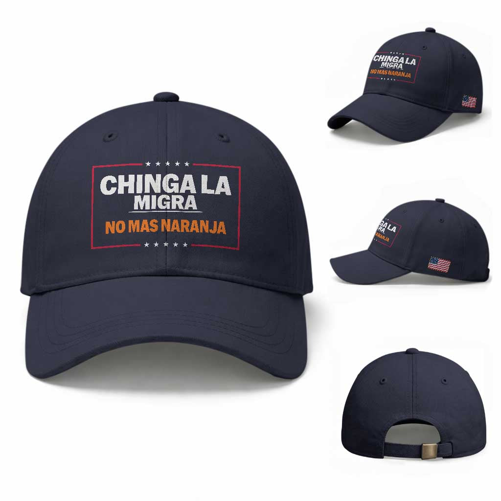 Funny Chinga La Migra No Mas Naranja Baseball Cap Star Stripes TS11 Baseball Cap Universal Fit Navy Print Your Wear