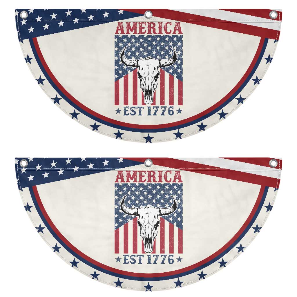 Funny 4th Of July Western Patriotic Fan Flag America EST 1776 Long Horn Skull TS11 2pcs pack Classic Beige Print Your Wear
