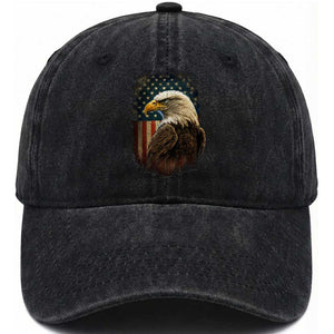Funny American Flag Bald Eagle Patriotic 4th of July Washed Cotton Baseball Cap TS11 Print Your Wear