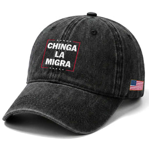 Funny Chinga La Migra Washed Cotton Baseball Cap Star Stripes TS11 Print Your Wear