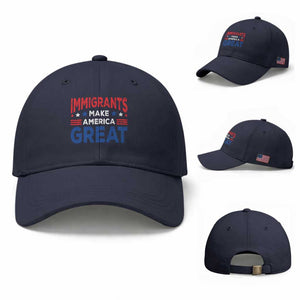 Funny Immigrants Make America Great Baseball Cap Stars Stripes TS11 Baseball Cap Universal Fit Navy Print Your Wear