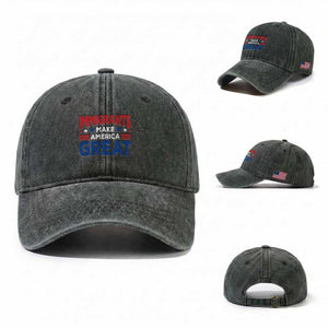 Funny Immigrants Make America Great Washed Cotton Baseball Cap Stars Stripes TS11 Washed Cap Universal Fit Dark Green Print Your Wear