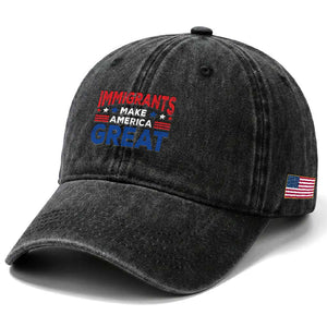 Funny Immigrants Make America Great Washed Cotton Baseball Cap Stars Stripes TS11 Print Your Wear
