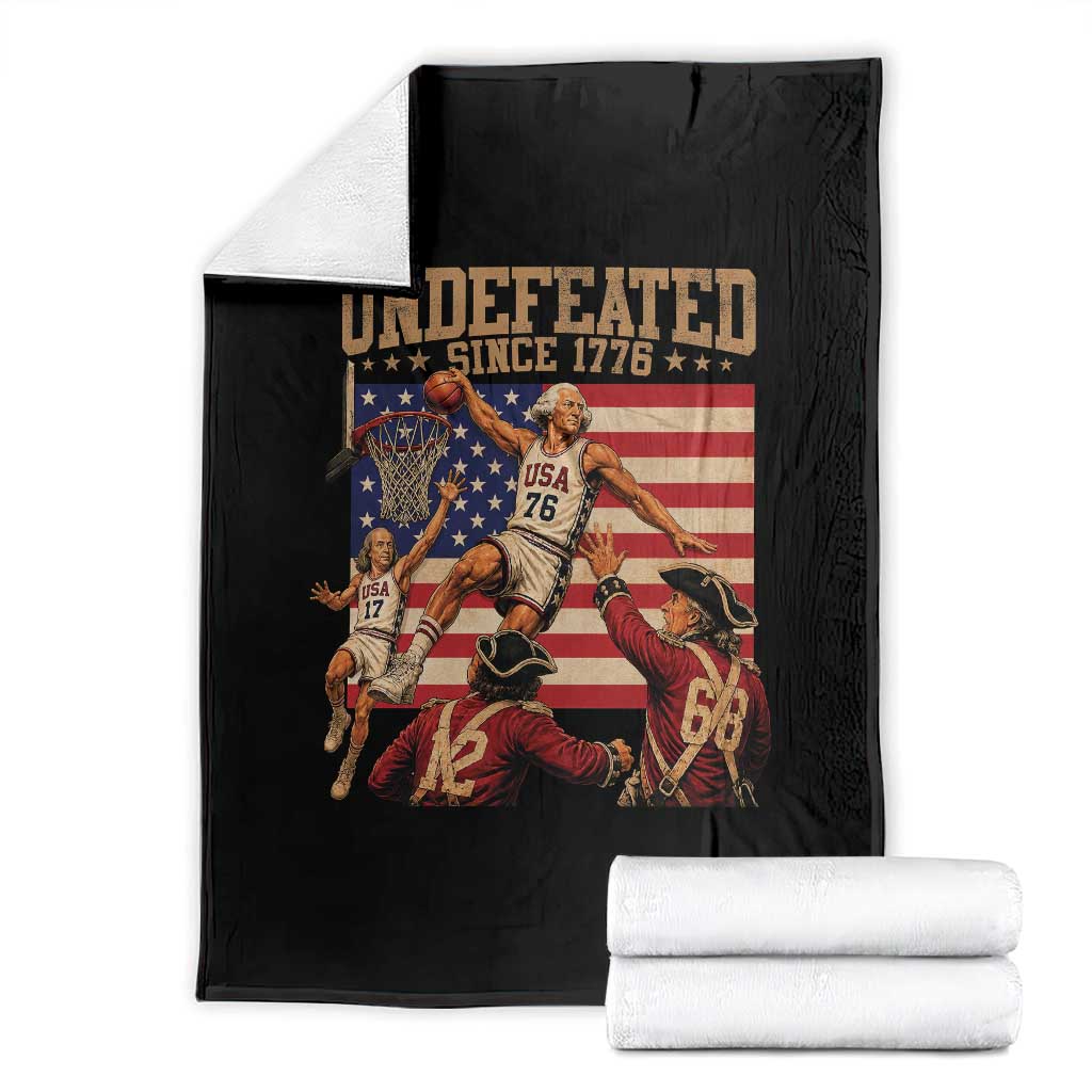 4th of July Basketball Undefeated Since 1776 Throw Blanket Funny Founding Fathers TS11 Black Print Your Wear