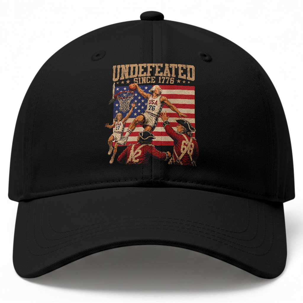 4th of July Basketball Undefeated Since 1776 Baseball Cap Funny Founding Fathers TS11 Print Your Wear