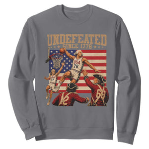 4th of July Basketball Undefeated Since 1776 Sweatshirt Funny Founding Fathers TS11 Charcoal Print Your Wear