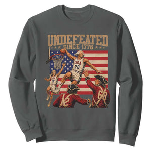 4th of July Basketball Undefeated Since 1776 Sweatshirt Funny Founding Fathers TS11 Dark Heather Print Your Wear