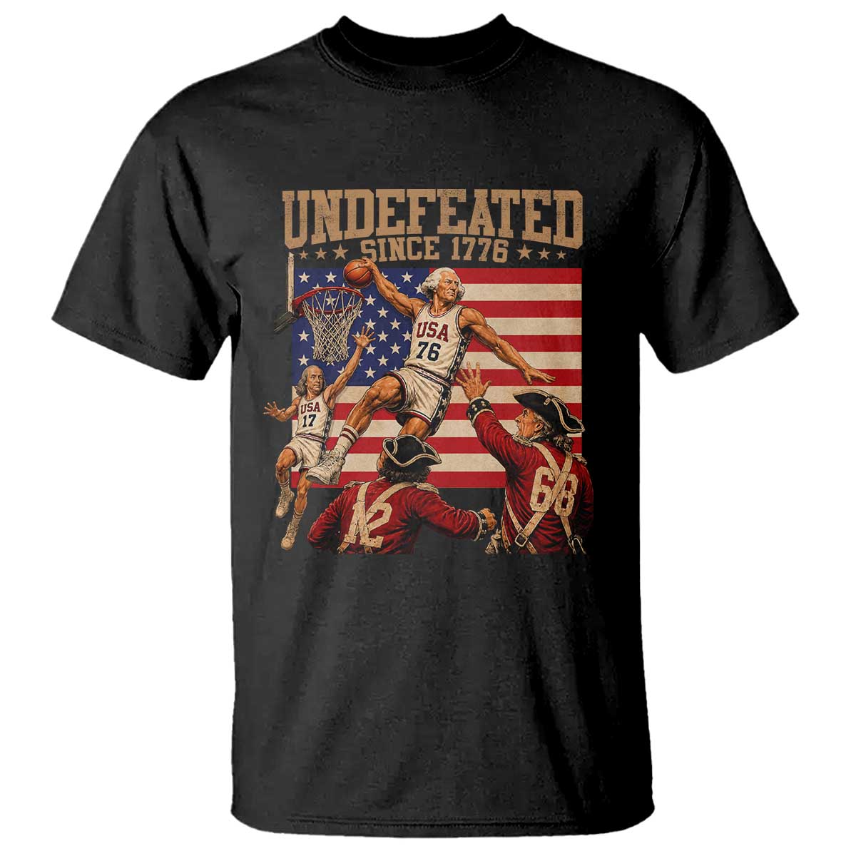 4th of July Basketball Undefeated Since 1776 T Shirt Funny Founding Fathers TS11 Black Print Your Wear