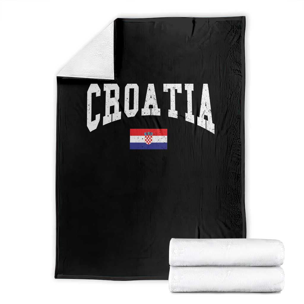 Croatia Hrvatska Flag Zagreb Croatian Jersey Retro Throw Blanket TS11 Black Print Your Wear