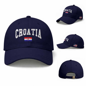 Croatia Hrvatska Flag Zagreb Croatian Jersey Retro Baseball Cap TS11 Baseball Cap Universal Fit Dark Blue Print Your Wear