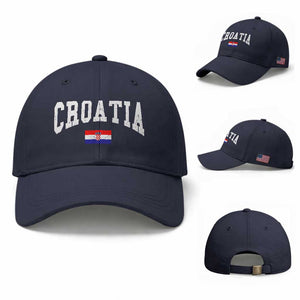 Croatia Hrvatska Flag Zagreb Croatian Jersey Retro Baseball Cap TS11 Baseball Cap Universal Fit Navy Print Your Wear