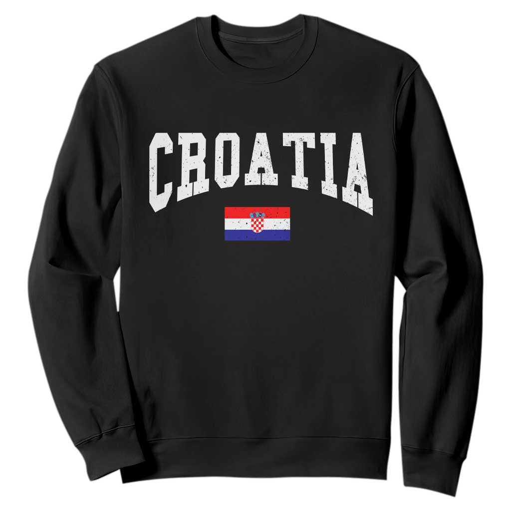 Croatia Hrvatska Flag Zagreb Croatian Jersey Retro Sweatshirt TS11 Black Print Your Wear