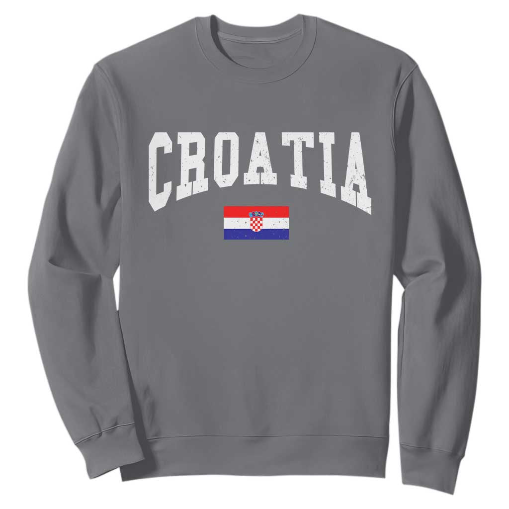 Croatia Hrvatska Flag Zagreb Croatian Jersey Retro Sweatshirt TS11 Charcoal Print Your Wear