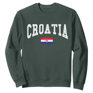 Croatia Hrvatska Flag Zagreb Croatian Jersey Retro Sweatshirt TS11 Dark Forest Green Print Your Wear