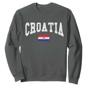 Croatia Hrvatska Flag Zagreb Croatian Jersey Retro Sweatshirt TS11 Dark Heather Print Your Wear