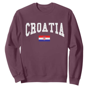 Croatia Hrvatska Flag Zagreb Croatian Jersey Retro Sweatshirt TS11 Maroon Print Your Wear