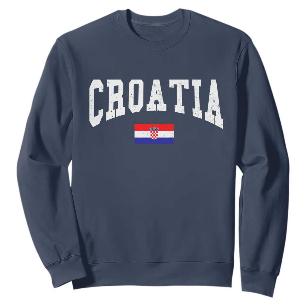 Croatia Hrvatska Flag Zagreb Croatian Jersey Retro Sweatshirt TS11 Navy Print Your Wear