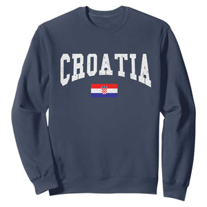 Croatia Hrvatska Flag Zagreb Croatian Jersey Retro Sweatshirt TS11 Navy Print Your Wear